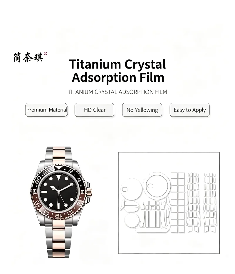 Фото В наличии: Защитная пленка Jiannaiqi для часов ROLEX GMT-Master II 126711, полный комплект, анти-отпечатки пальцев, анти-царапины, водонепроницаемая, прозрачная. №1