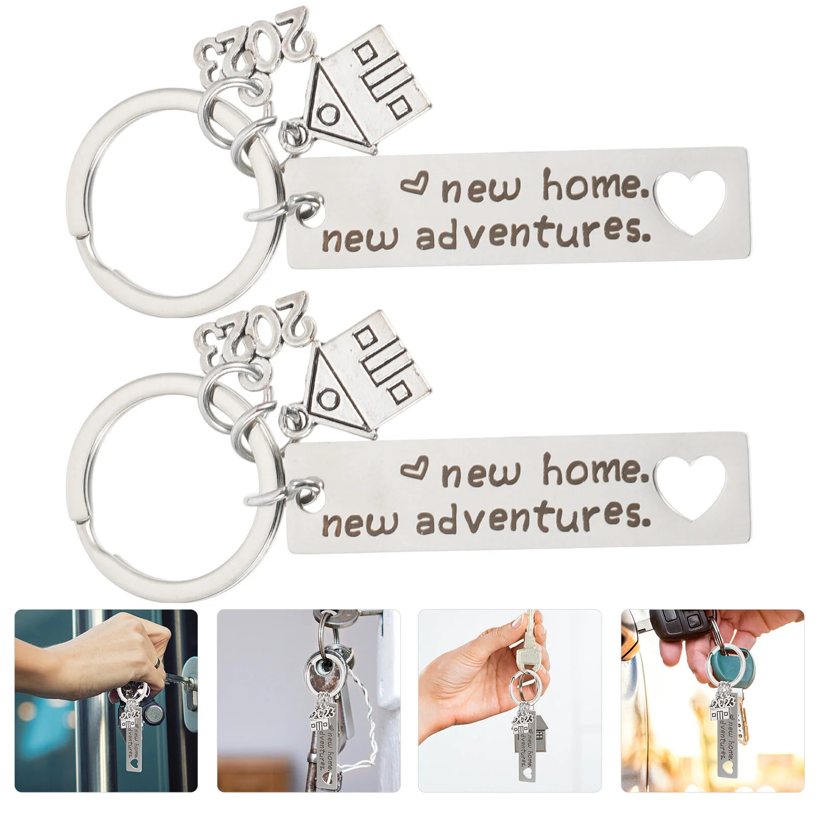 

2 Pcs Accessories Metal Decor Bag Ornament Home Couples Keychainss Pendant Lovers Housewarming Chain Unique Keychain