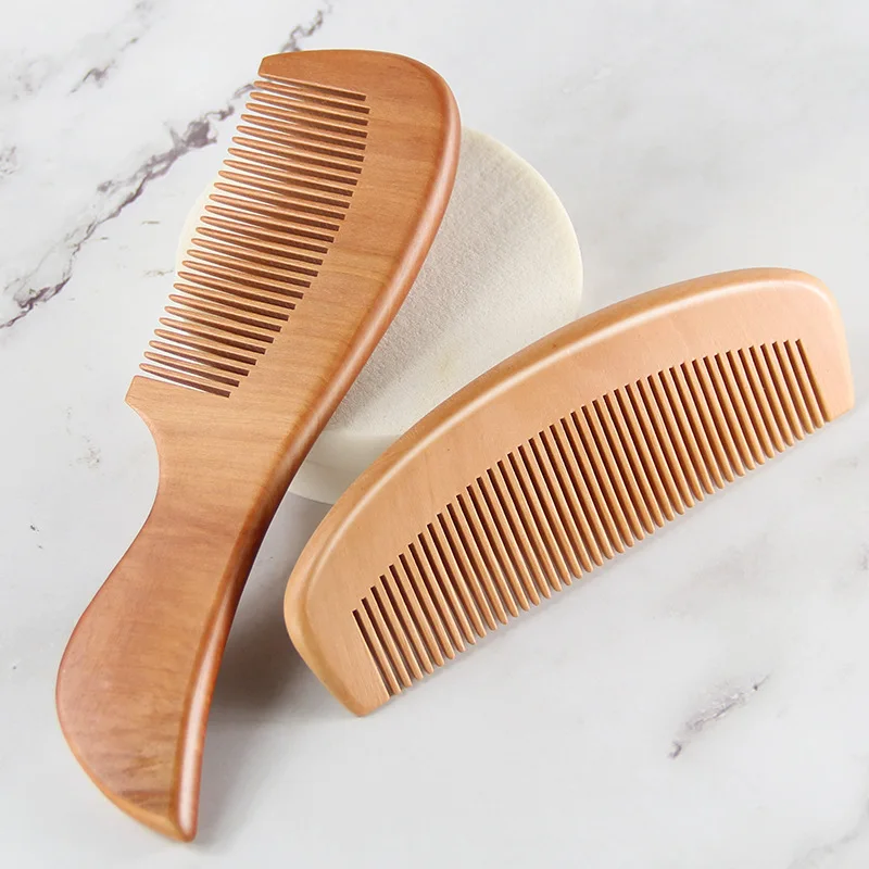 

1Pcs Natural Solid Sandalwood Comb Women Men Home Travel Wood Anti-static Fine-tooth Comb Wooden Handles