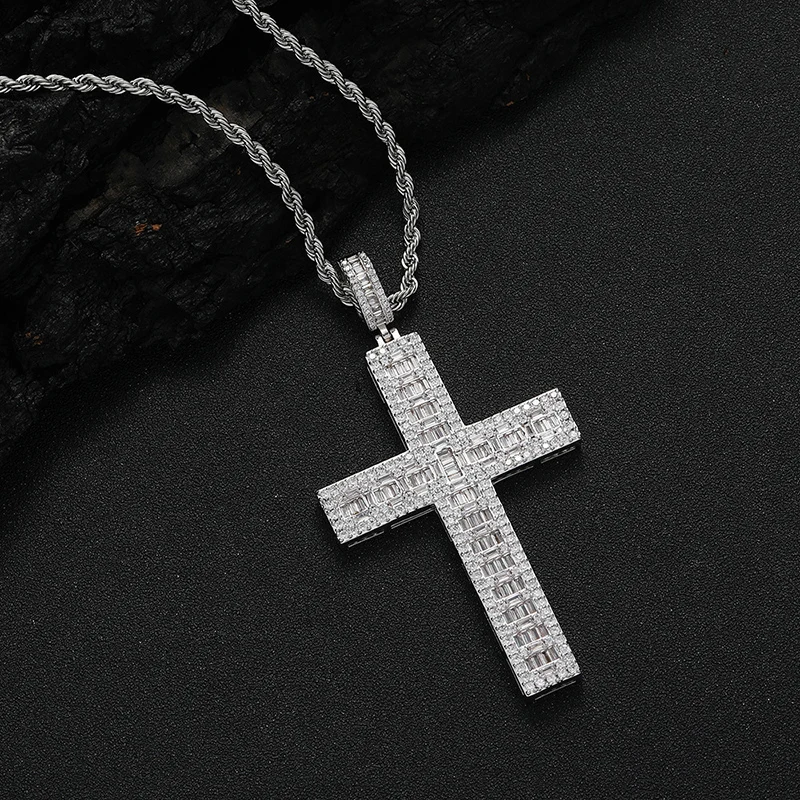 Хип-хоп 5A + CZ камень Bling Iced Out крест кулон ожерелье для мужчин рэпер ювелирные