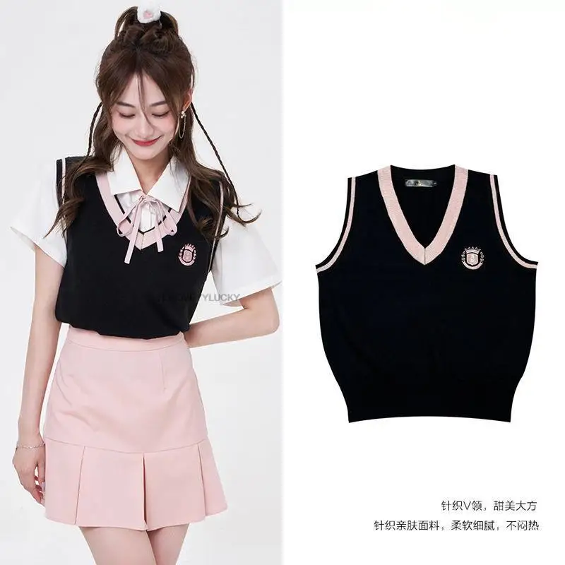 Женская трикотажная жилетка с коротким рукавом в Корейском стиле