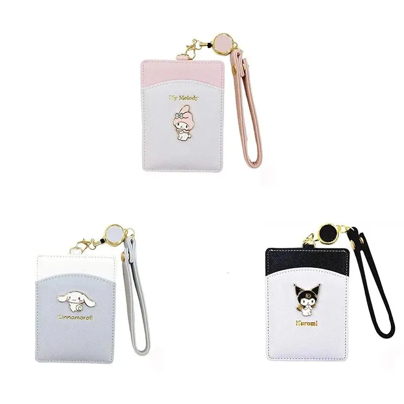 

Kawaii Sanrio Anime Hobby My Melody Kuromi Cinnamoroll Cartoon Girl Id Case Retractable Buckle Card Holder with Lanyard