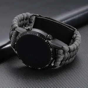 20 22mm braided strap for samsung galaxy watch 3 41 45mm band for huawei watch gt3 gt 2e gt2 leather clasp nylon rope bracelet free global shipping