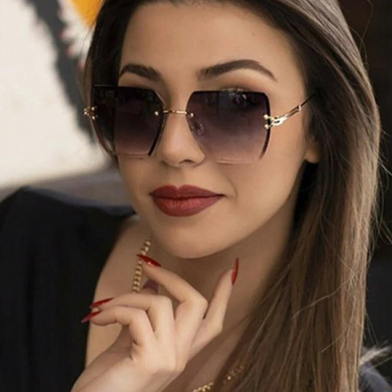Очки солнцезащитные женские без оправы модные пикантные винтажные солнечные