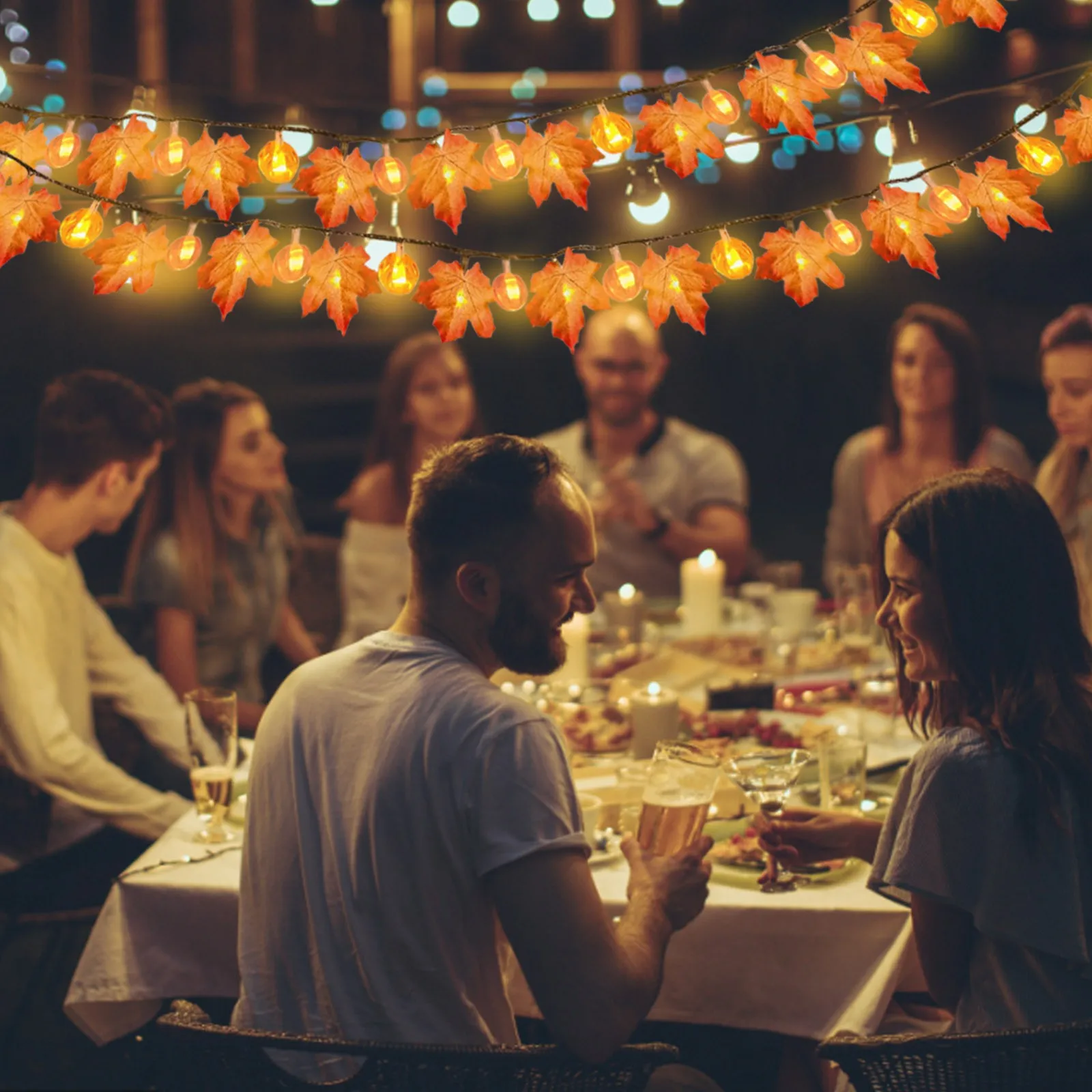 

Glass Containers for Parties LED Maple Pumpkin String Lights For Halloween Yard Party Room Decorative Lights