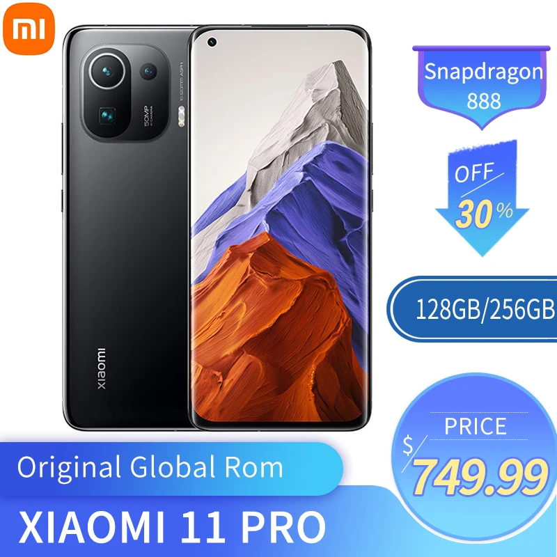 Original Global Rom Xiaomi 11 Pro 12GB 256GB Smartphone Snapdragon 888 Octa Core 50MP Camera  120HZ AMOLED Screen 67W Charging