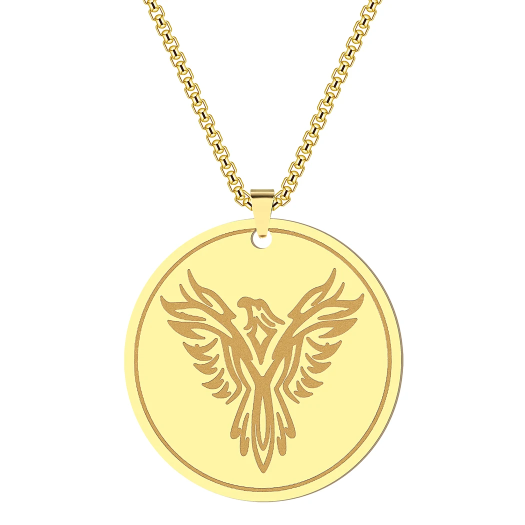 

Stainless Steel Phoenix Necklace Sun God Bird Pendant Necklace Simple Charm for Men and Women Party