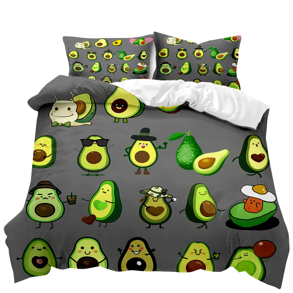 Avocado Duvet Cover Set Avocados Bedding Set Cute Fruits Comforter Cover Queen Tropical Botanical Cartoon Polyester Quilt Cover