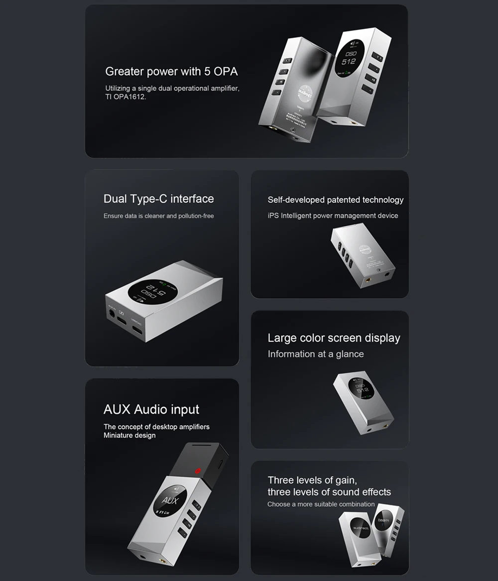 Усилитель для наушников Audirect Team 1 портативный декодер Team1 Bluetooth USB ЦАП OPA1612