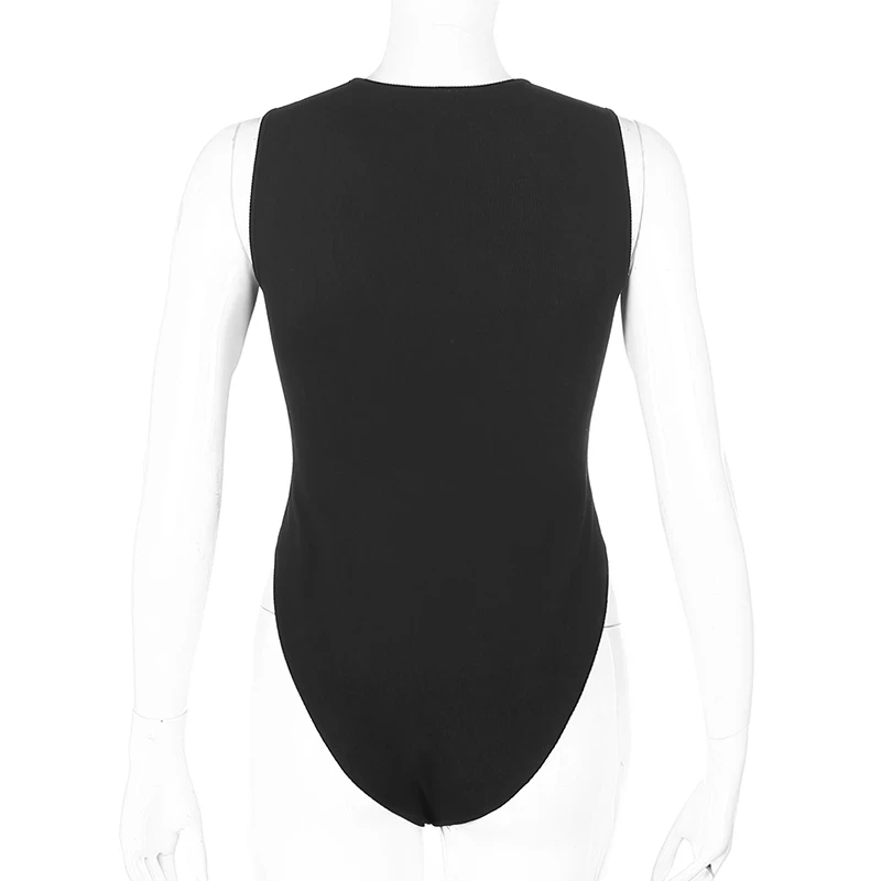 Women Fashion Sexy Sleeveless Indie Bodysuit Bodycon Body Basic Zipper Skinny Tank Top Summer Solid Bodysuits Jumpsuit One Piece