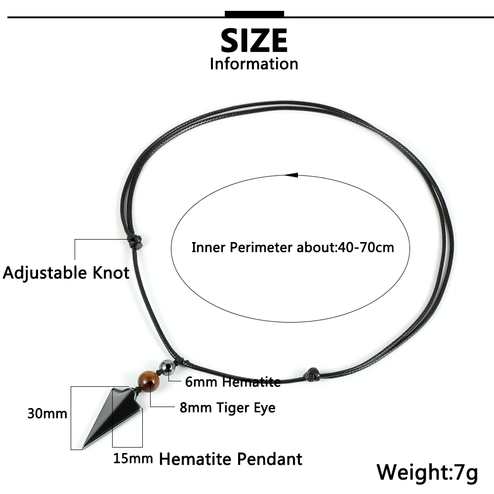 Мужское и женское ожерелье с подвеской из Натурального Гематита стрелы длинная