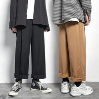 summer mens baggy wide cropped pants joggers streetwear hip hop oversized womens casual straight pants sweatpants trousers men