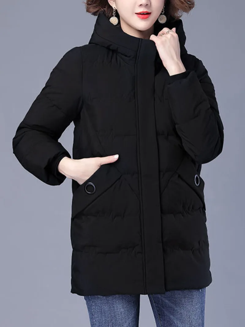 

Новинка 2022, пуховик из хлопка, женские свободные толстые пальто средней длины с капюшоном, стеганые куртки, зимнее пальто, модные парки, Женское пальто