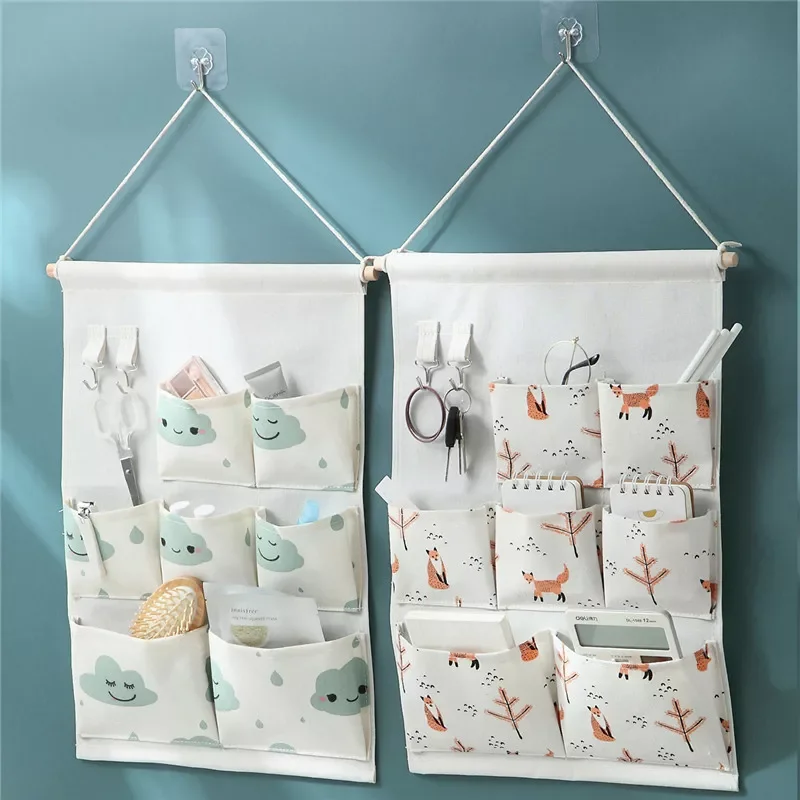 

2022NEW Pockets Cotton Wall Mounted Storage Bag Home Room Closet Door Sundries Clothes Hanging Bag Holder Cosmetic Toys Organize