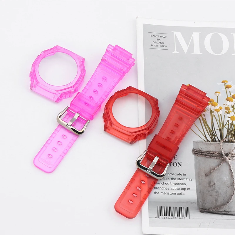 Watch Accessories Men's resin strap case For Casio G-Shock GA2100 GA2110 Outdoor sports waterproof watch band Buckle