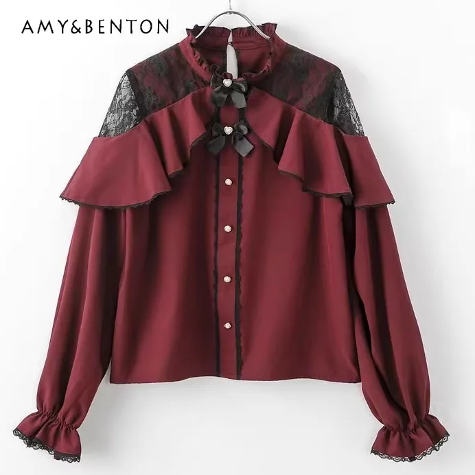 Японский стиль милая серия Mine массовое производство кружевная женская рубашка с