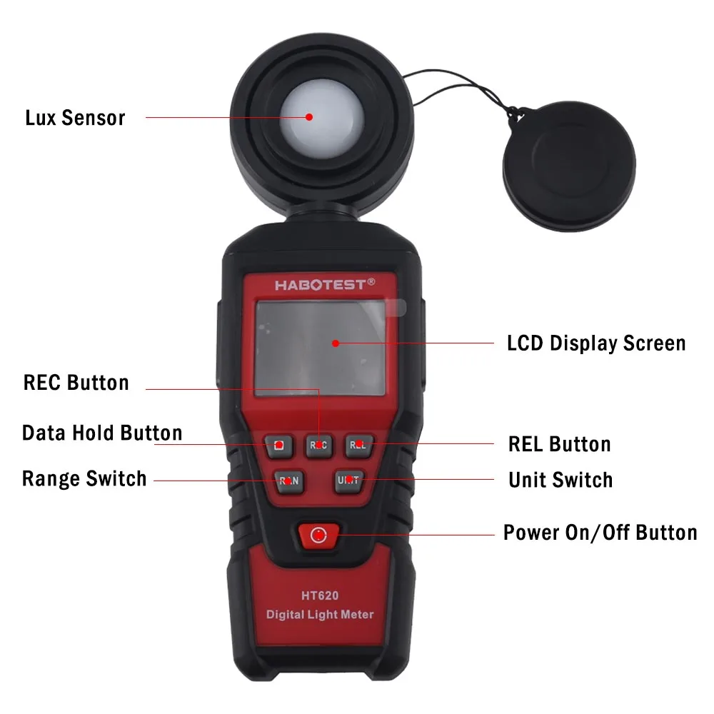 1 шт. HABOTEST HT620 цифровой измеритель света люкс тестер анализатор освещенности для