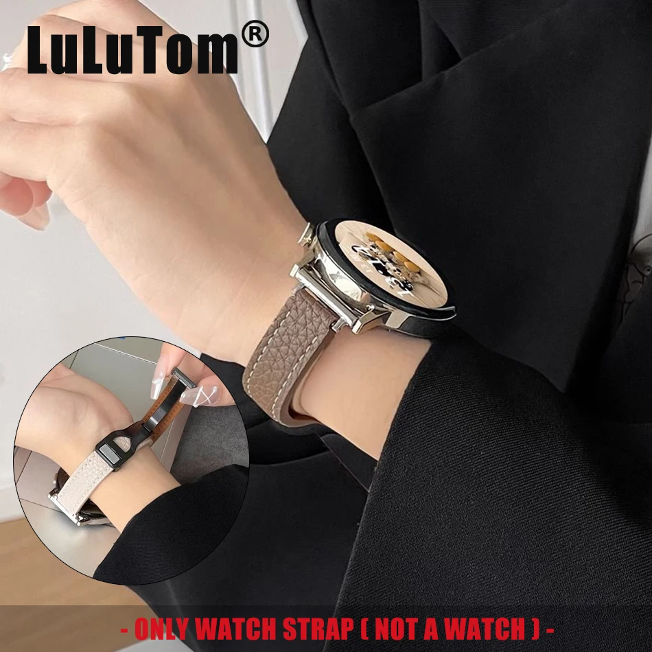 Ремешок Lychee из искусственной кожи для Samsung Galaxy Watch 6 5/Pro/4 Classic 44/40/46 мм 20/22 браслет