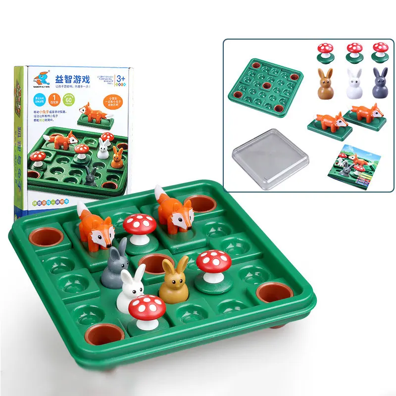 

Bunny Bouncing Moving Strategy Games Montessori Board Game for children family Tangram Checkers Toy Thinking Developing