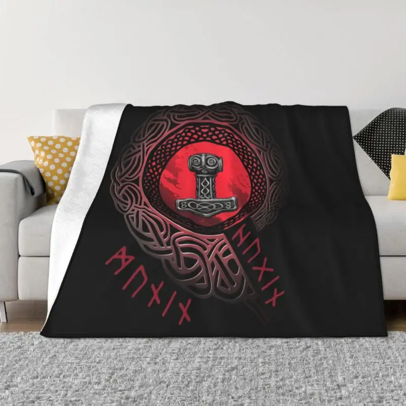 

Руны викингов Молот Тора мьельнир одеяло s, теплое Фланелевое нординское одеяло Valhalla Odin для кровати, Дорожный Коврик