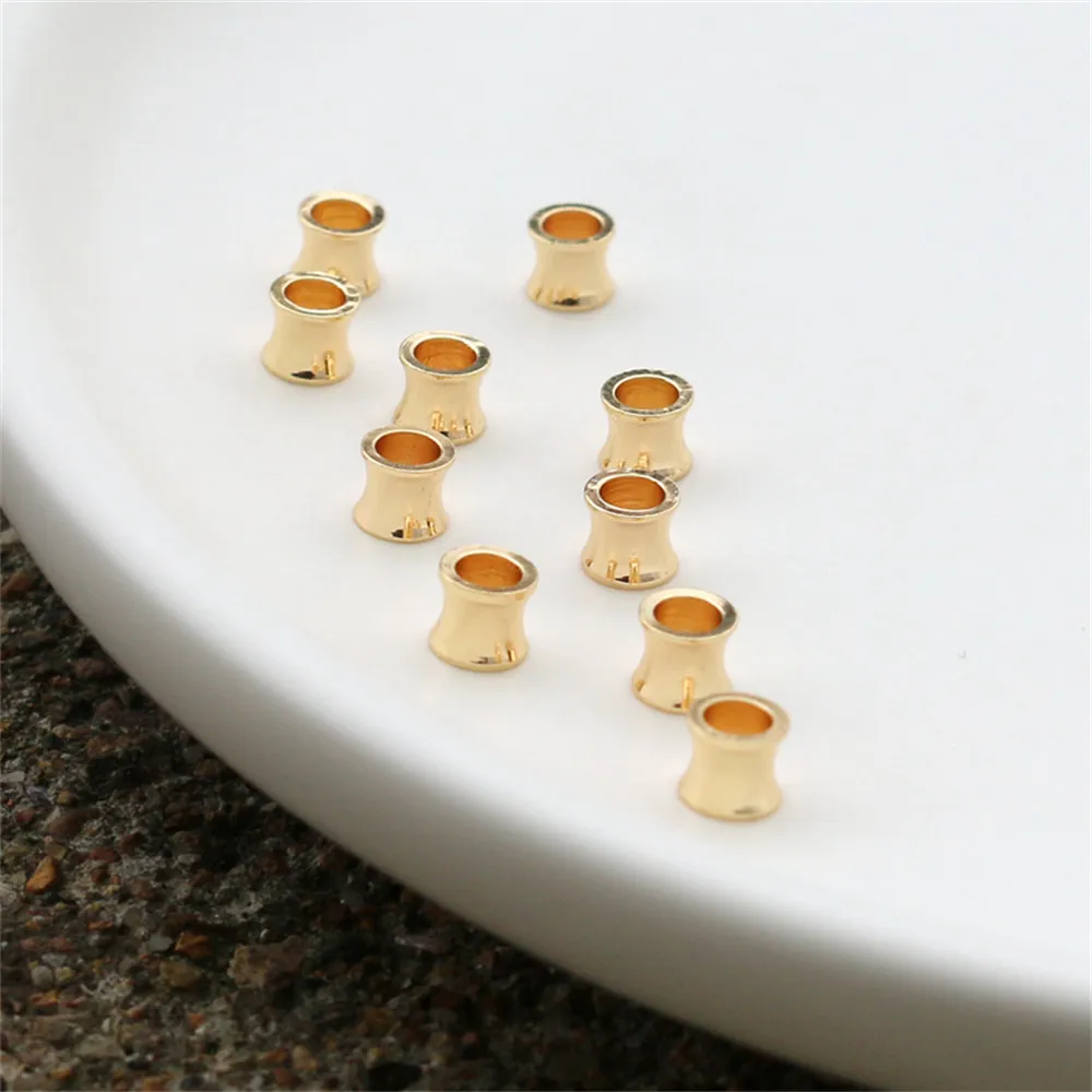 

50pcs 14k bag Gold drum beads 4*4.5mm small man waist large hole beads diy hand string leather rope positioning bead jewelry