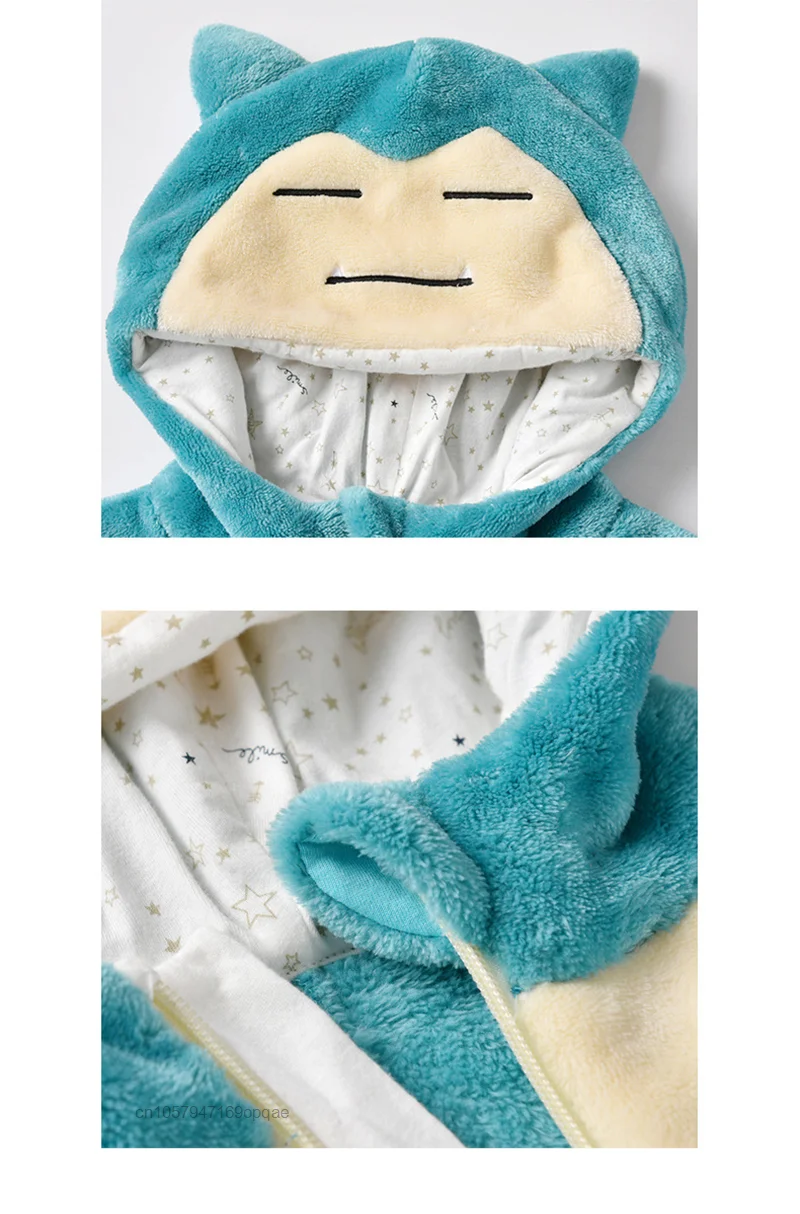 Pokemon Snorlax Pikachu Baby Onesie Kawaii Kigurumi Pajamas Clothing Newborn Infant Rompers Onesie Cosplay Costume Hooded Winter images - 6