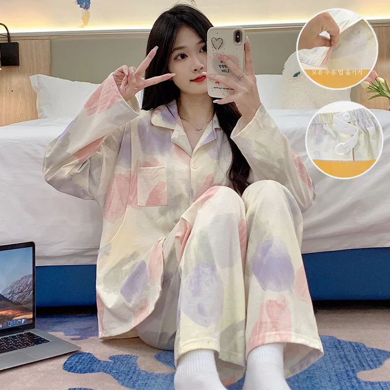 Пижамы Materni для женщин свободные пижамы с длинным рукавом тонкие женские из