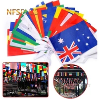 100pcs national flags 14x21cm rectangle 25m length polyester hanging flag for home party office store decoration celebration