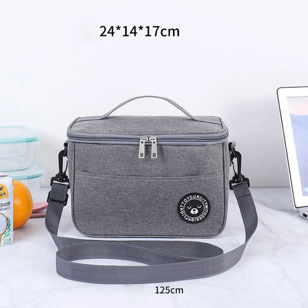 1Pc Storage Bag Insulation Bag Lunch Box Bag Oxford Cloth 24*14*17cm Large Capacity Space For Picnic Travel Working&school