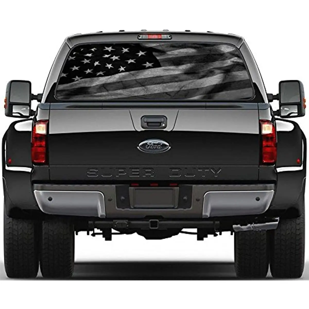 

Black & White American Flag Rear Window Decal Sticker Car Truck SUV Van 778, Huge 66" x 28"