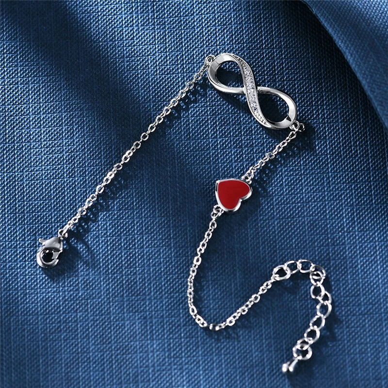 

MQ корейский новый роскошный красный сердце кристалл кубический цирконий кулон браслет для женщин круглая Бабочка Блестящий браслет ювелирные изделия
