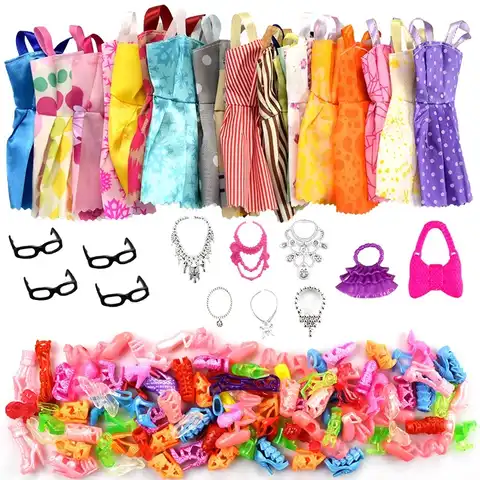 32 шт. Универсальный комплект одежды, одежда и аксессуары для кукол Барби, модная одежда, вечернее платье для девочек, подарки
