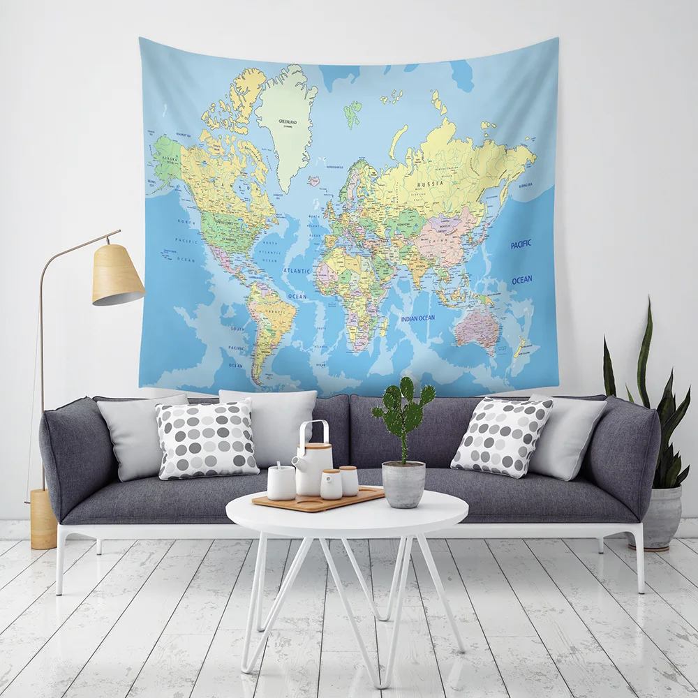 

World map tapestry wall handing kawaii room decor wall decor tapestry blanket aesthetic Yoga Beach Towel Blanket Bedding 2021