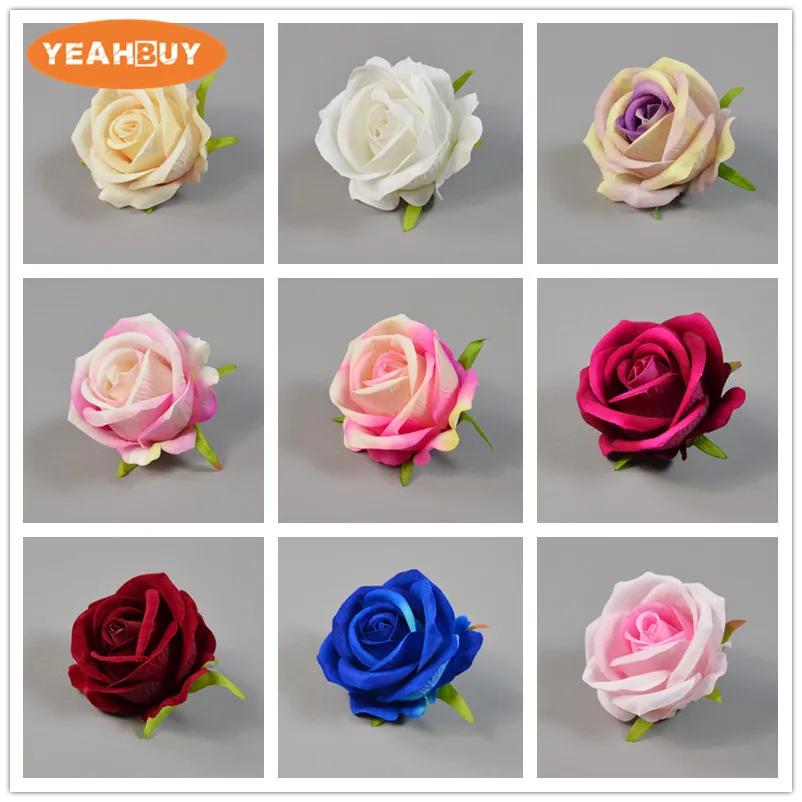 

5Pcs 12 Colors 7CM Artificial Silk Fabric Rose Flower Heads For Wedding Wall Arch Party Home Decoration DIY Hat Accessories