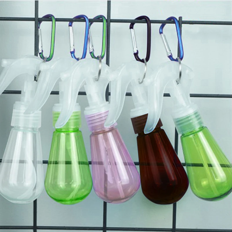 

60ML Transparent Plastic Trigger Spray Bottles With Carabiner Hook Travel Portable Refillable Container Makeup Moisture Atomizer