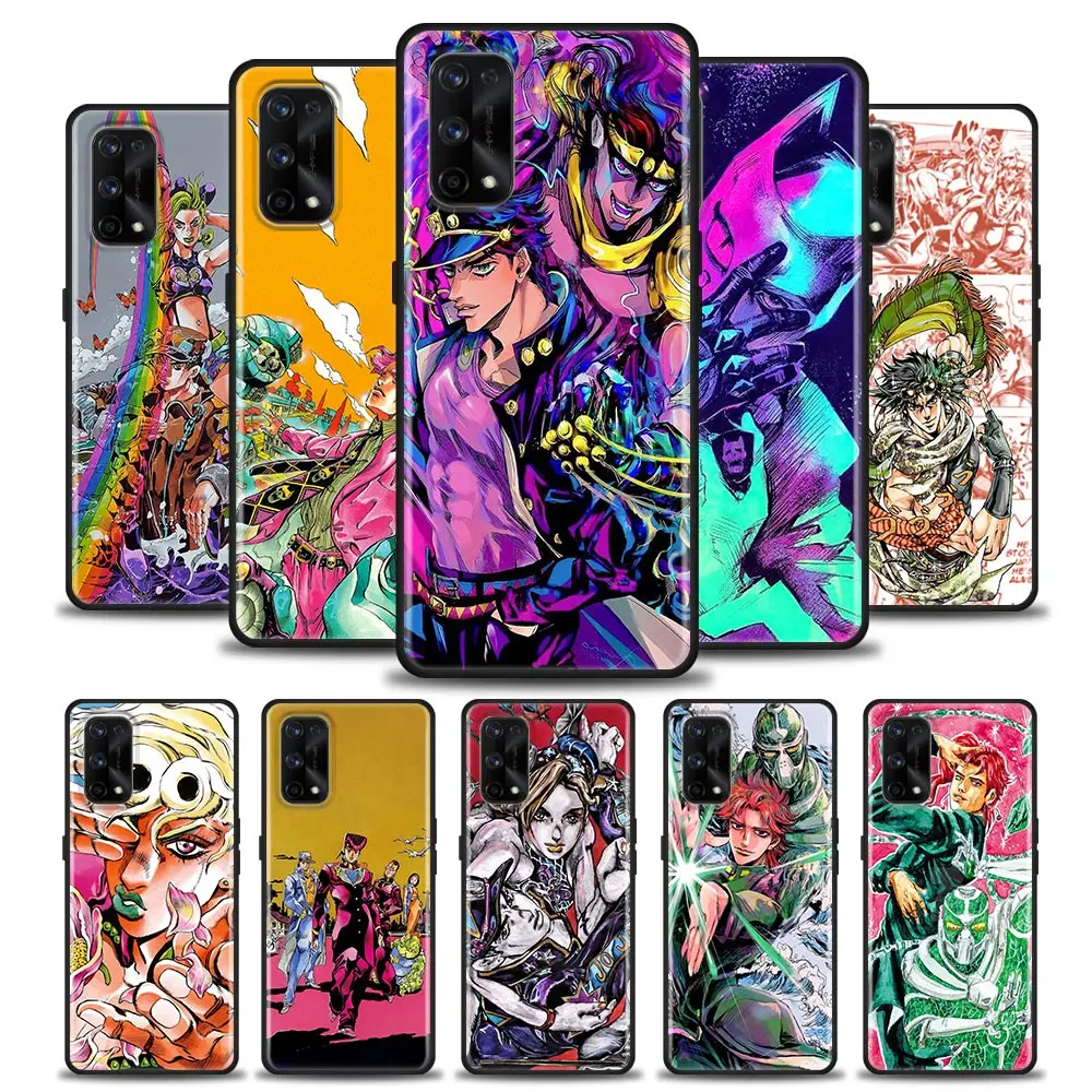 

For Realme 6pro Case For Realme 5 5i 5s 6i 6 7 7i 8 8i 9 9i 5g Pro Black Cases Soft TPU Cover JJBA Anime JoJos Bizarre Adventure