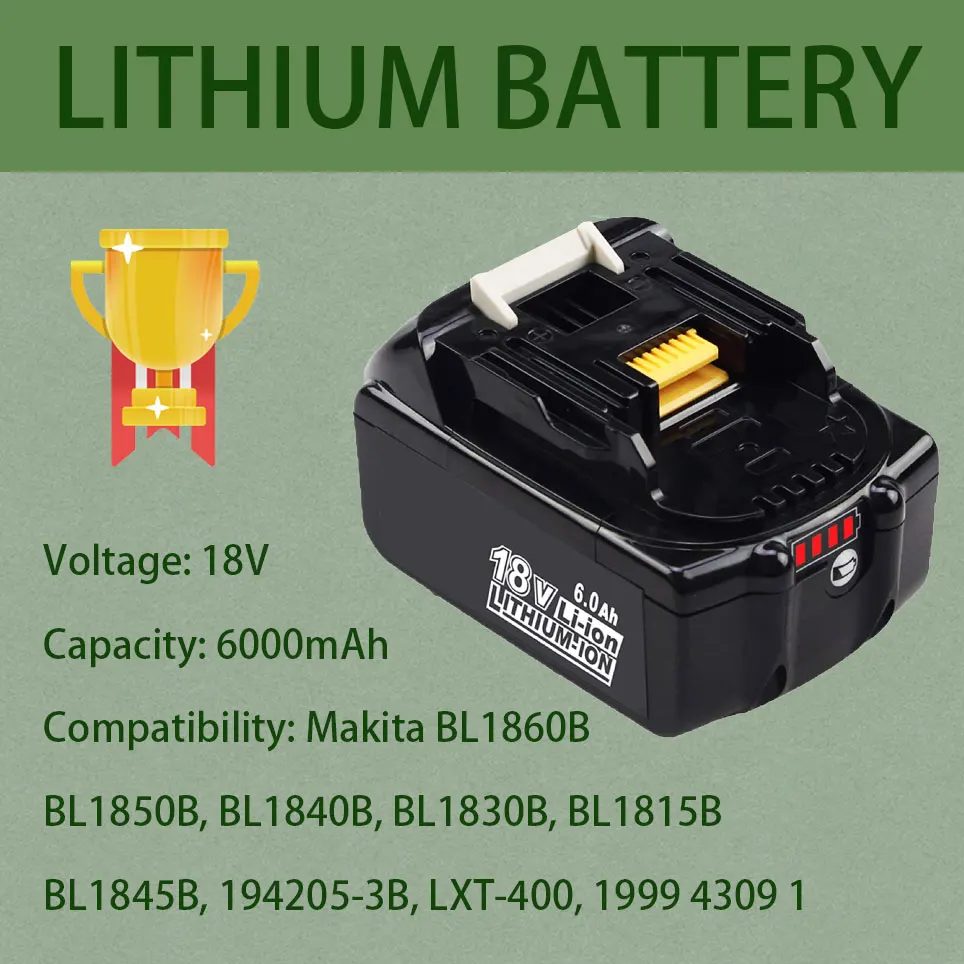 

Аккумулятор Makita 18 в со светодиодным индикатором, батарея 18 в LXT BL1860 BL1850 BL1850B BL1840 BL1840B BL1830 BL1830B BL1815, 2022
