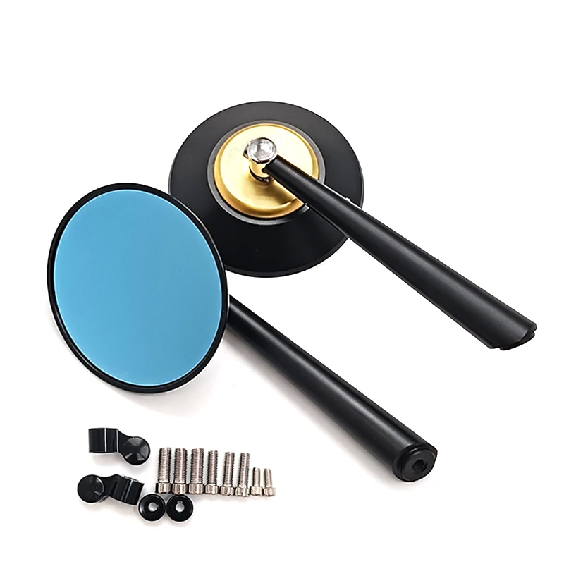 

8MM 10MM Universal Motorcycle Rearview Mirrors CNC Aluminum Accessories Round Blue Lens Mirror For Honda NC700 X CB650F CB650R