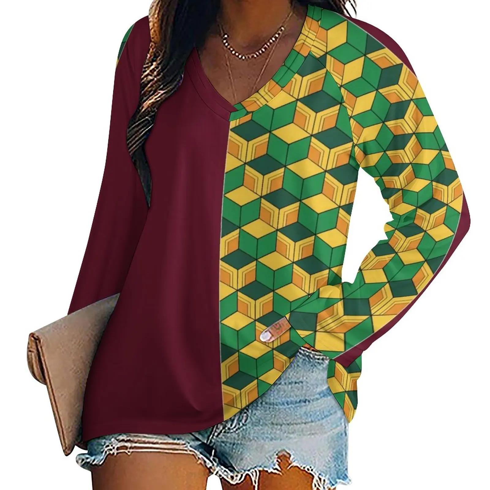 

Женская футболка с длинным рукавом, с принтом