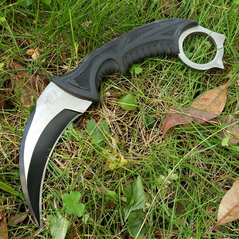 

Karambit Claw Knife Theone Honshu 440 Blade Rubber Plastic Handle Tactical Pocket Fixed Blade Knife EDC Survival Tool Hunt Gift