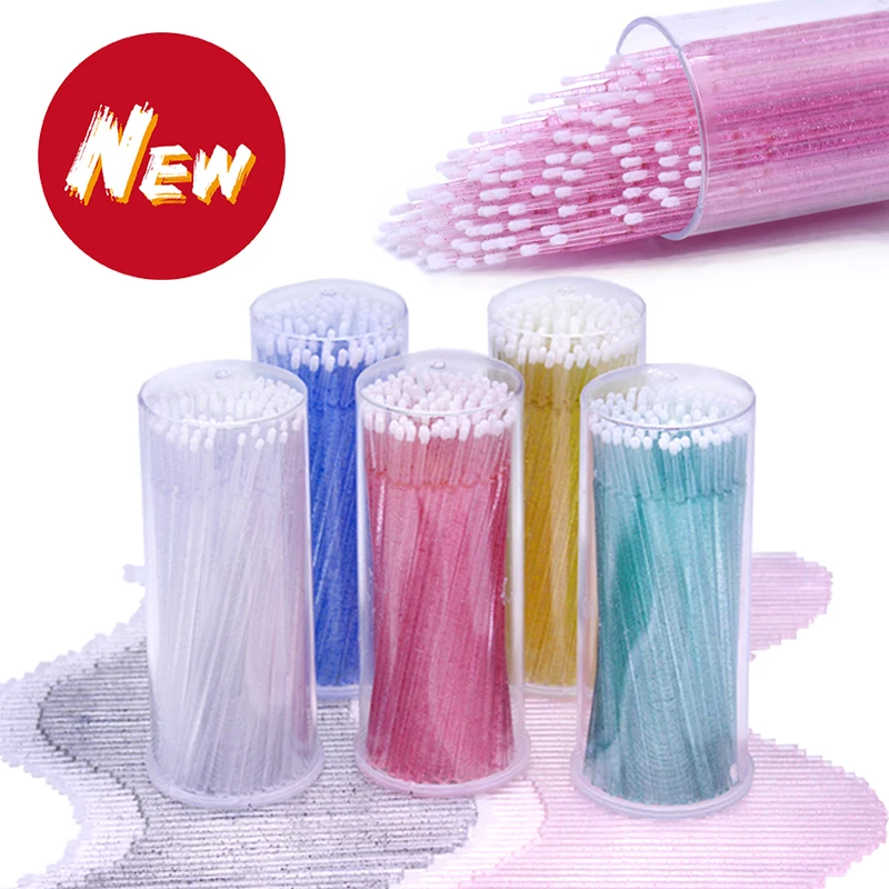 

Wholesale 100Pcs/Bag Glitter Eyelash Extension Cleaning Brush Stick Bottle Fake Lash Graft Spoolies Shining Perm LiftingTools