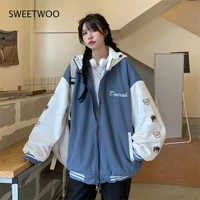 2022 new women winter jacket korean version of loose students plus velvet thickened jacket hooded sweater female tide ins