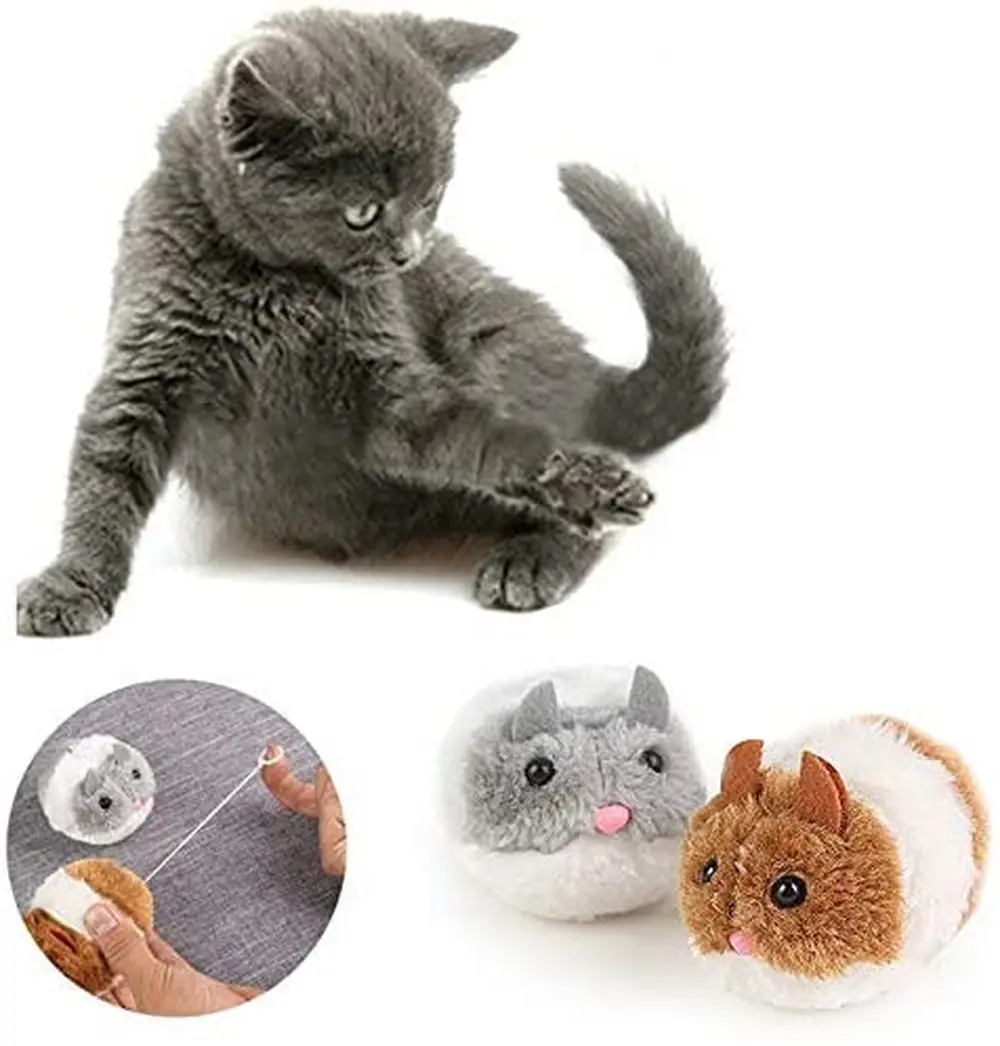 

New 1PC Cute Cat Toy Plush Fur Toy Shake Movement Mouse Pet Kitten Funny Rat Safety Plush Little Interactive Bite Toys