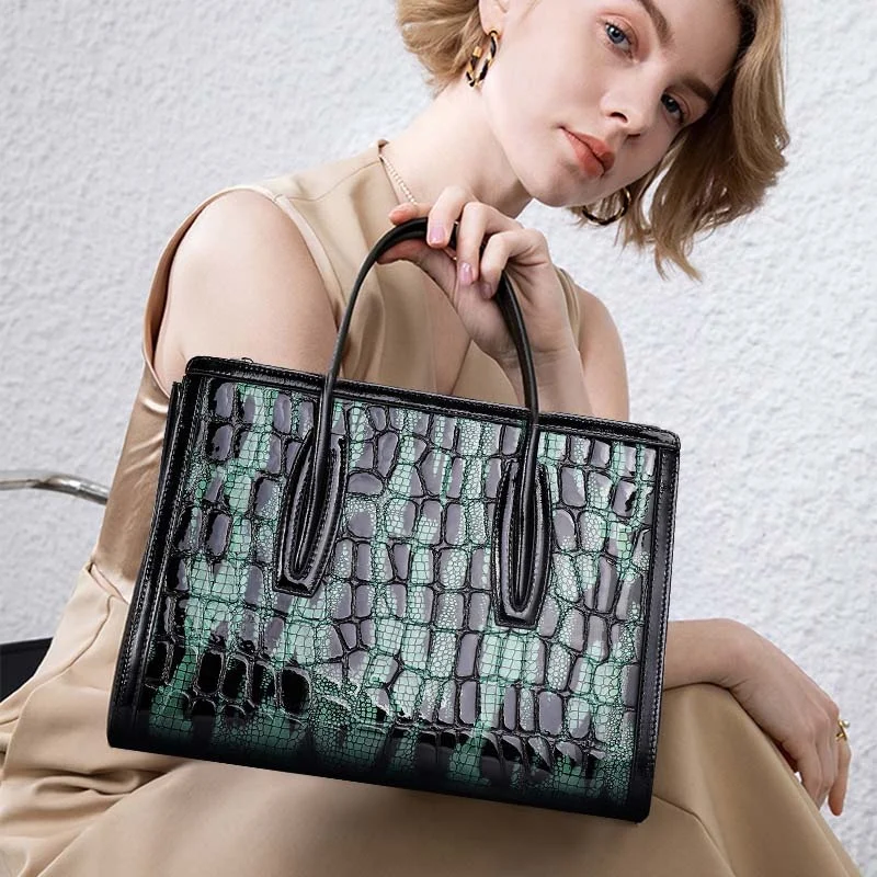 

Crocodile Pattern Genuine Leather Women Bag 2023 Luxury Fashion Female Green Crossbody Handbag Large Capacity Shoulder Tote Bags