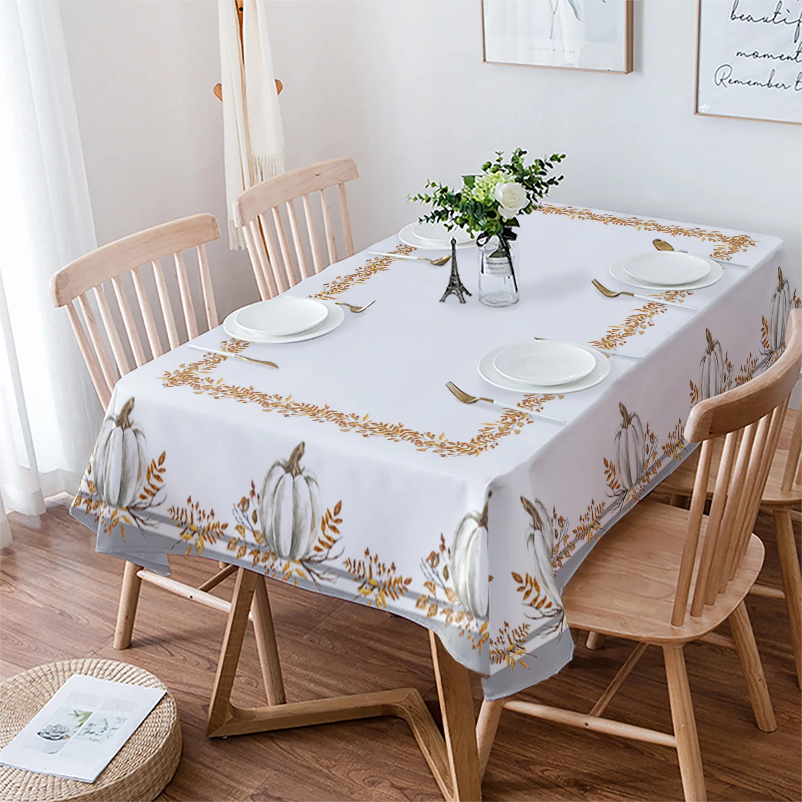 

Декоративная Водонепроницаемая скатерть в виде листьев и тыквы на День Благодарения