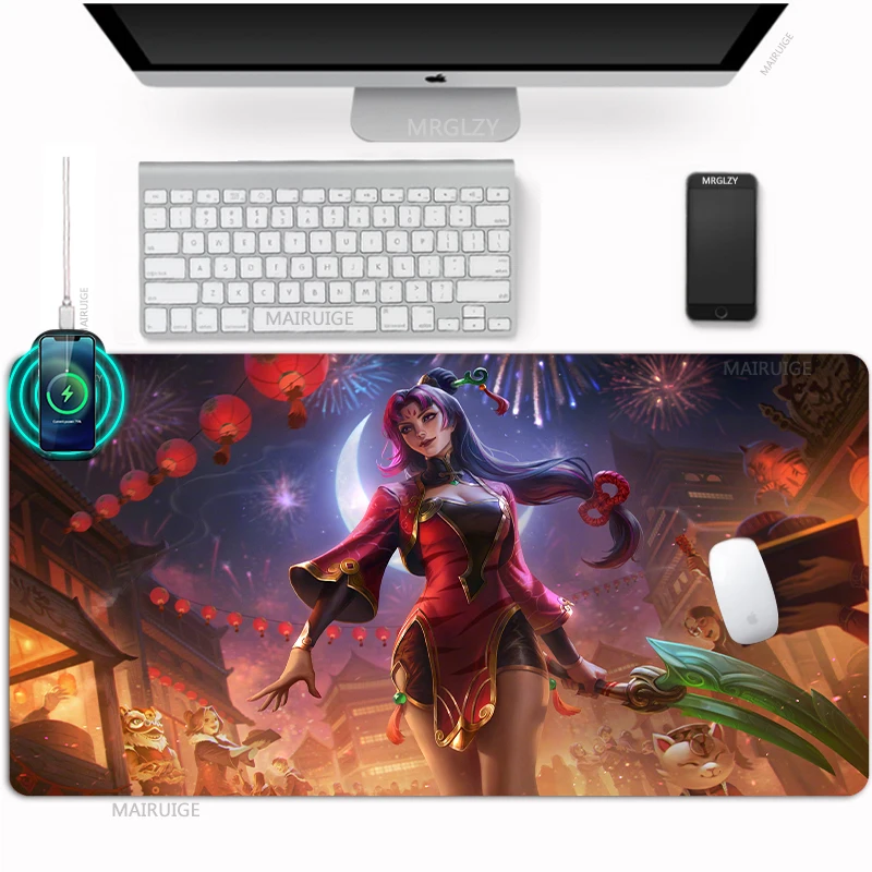 

LOL Wireless Charging Mouse Pad Diana Non-slipTable Mats Rug Charge Desk Pad Mousepad Mat Cute Teemo Game Accessories MouseMat