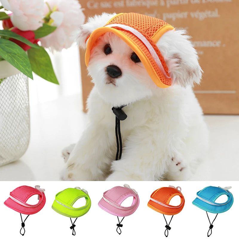 

Strap Bow Leak Ear Pet Princess Hat Mesh Dog Sunhat Breathable Shade Pet Baseball Cap Breathable puppy sunhat Headwear