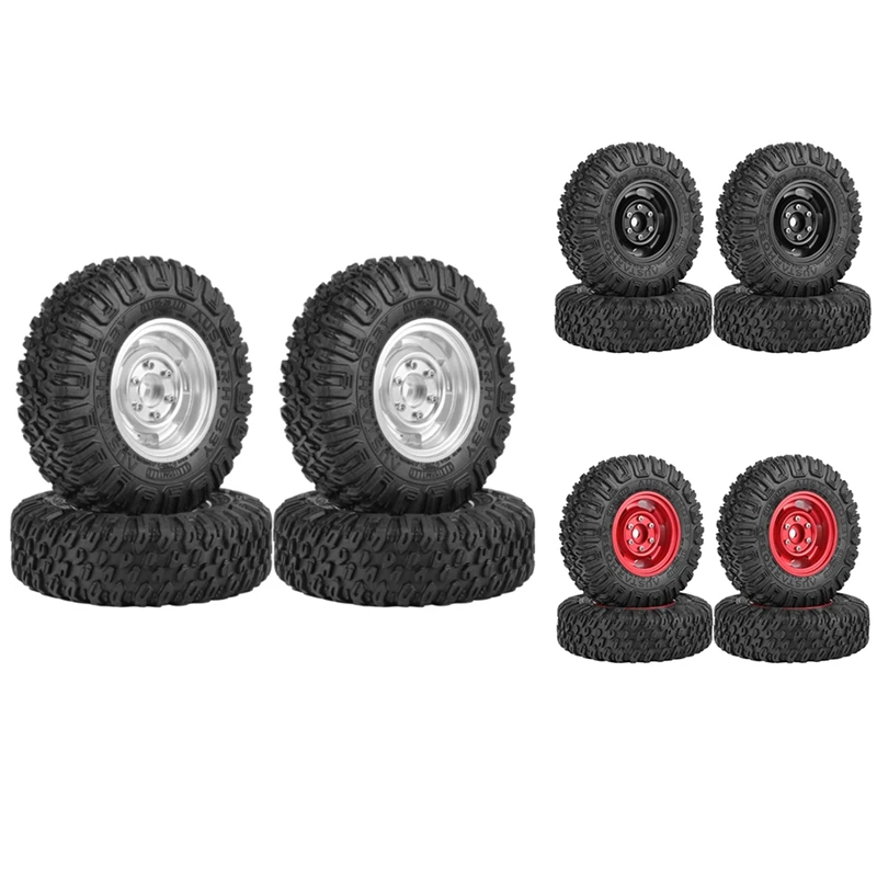 

4PCS 85Mm 1.55 Inch Metal Beadlock Wheel Rim Tires Set For 1/10 RC Crawler Car Axial Yeti Jr RC4WD Tamiya CC01