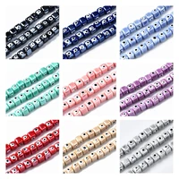 80pcs bright glazed porcelain beads cube with evil eye handmade ceramic beads for jewelry bracelets making diy accessories