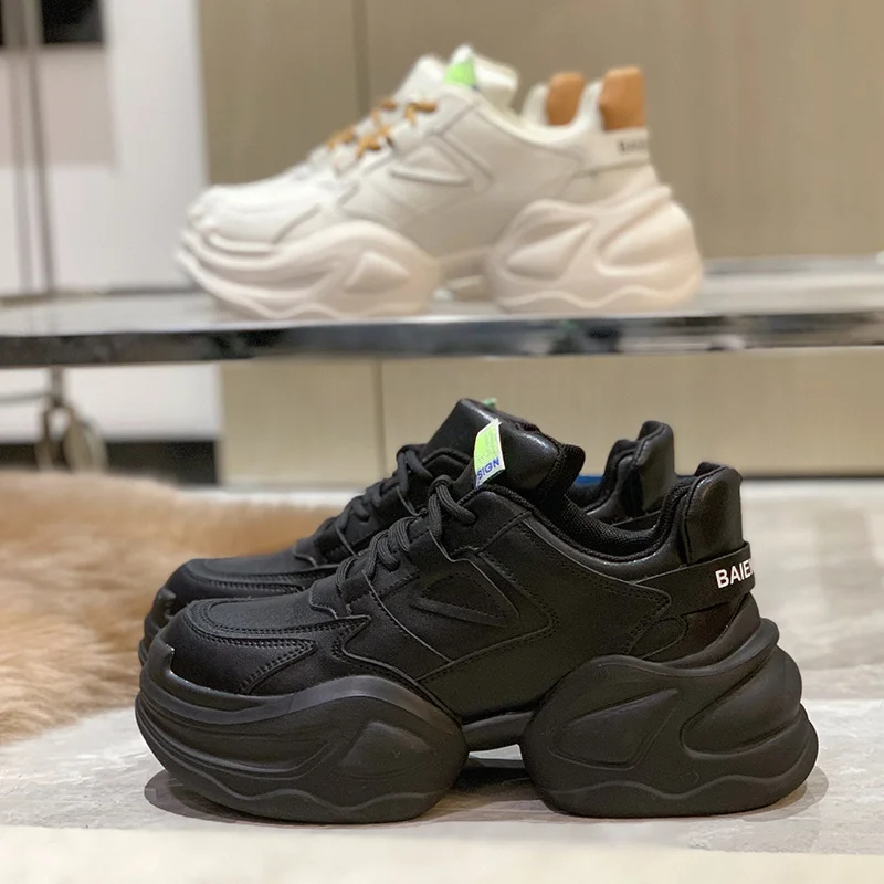 

Кроссовки женские на толстой подошве, Вулканизированная подошва, массивные, модная обувь для тренировок, черные белые